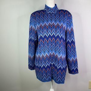 Vintage SAN REMO  Laure Knits Sweater Cardigan Front Zip Women Large Heavy Knit